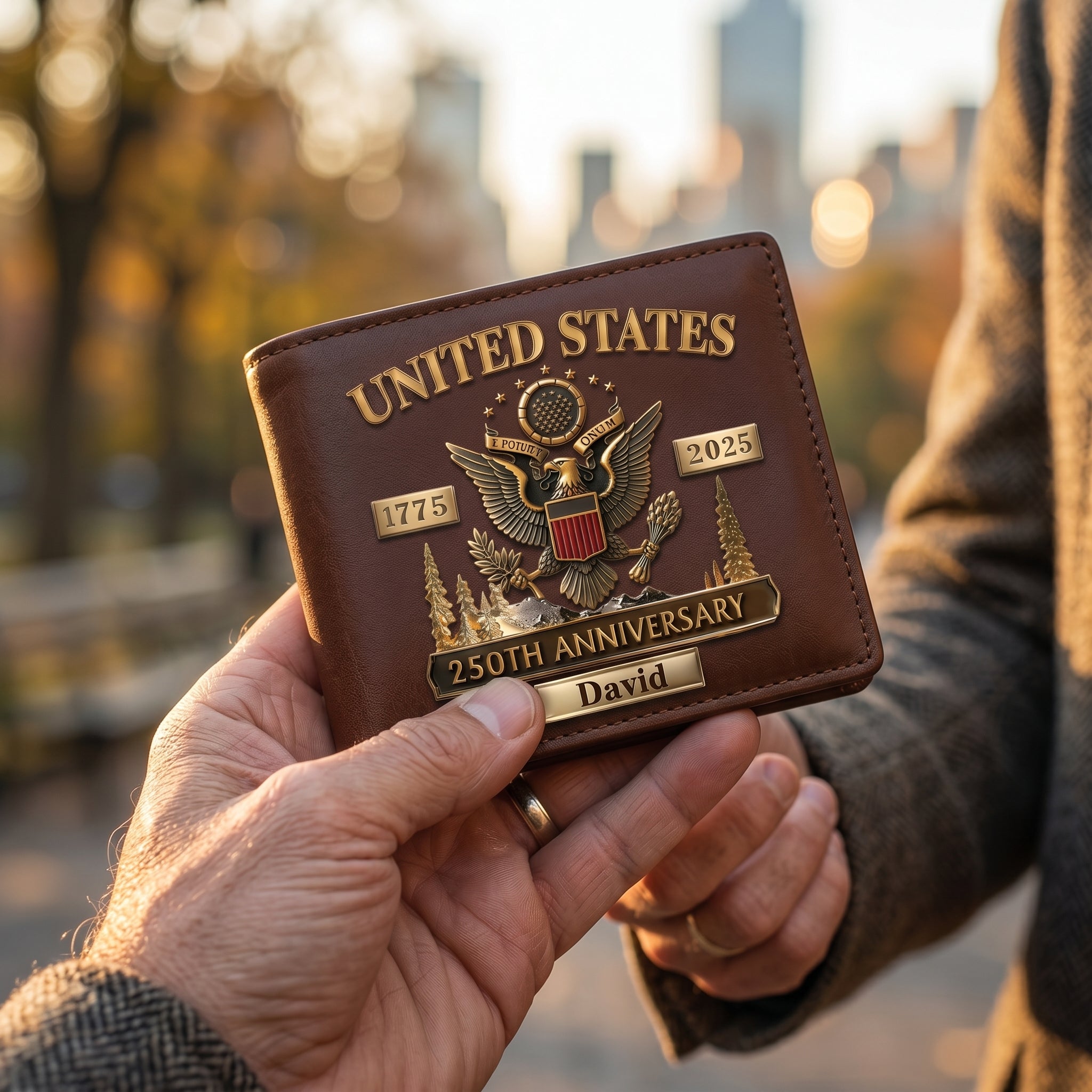 Personalized U.S. Army 250th Anniversary Leather RFID BLOCKING Wallet