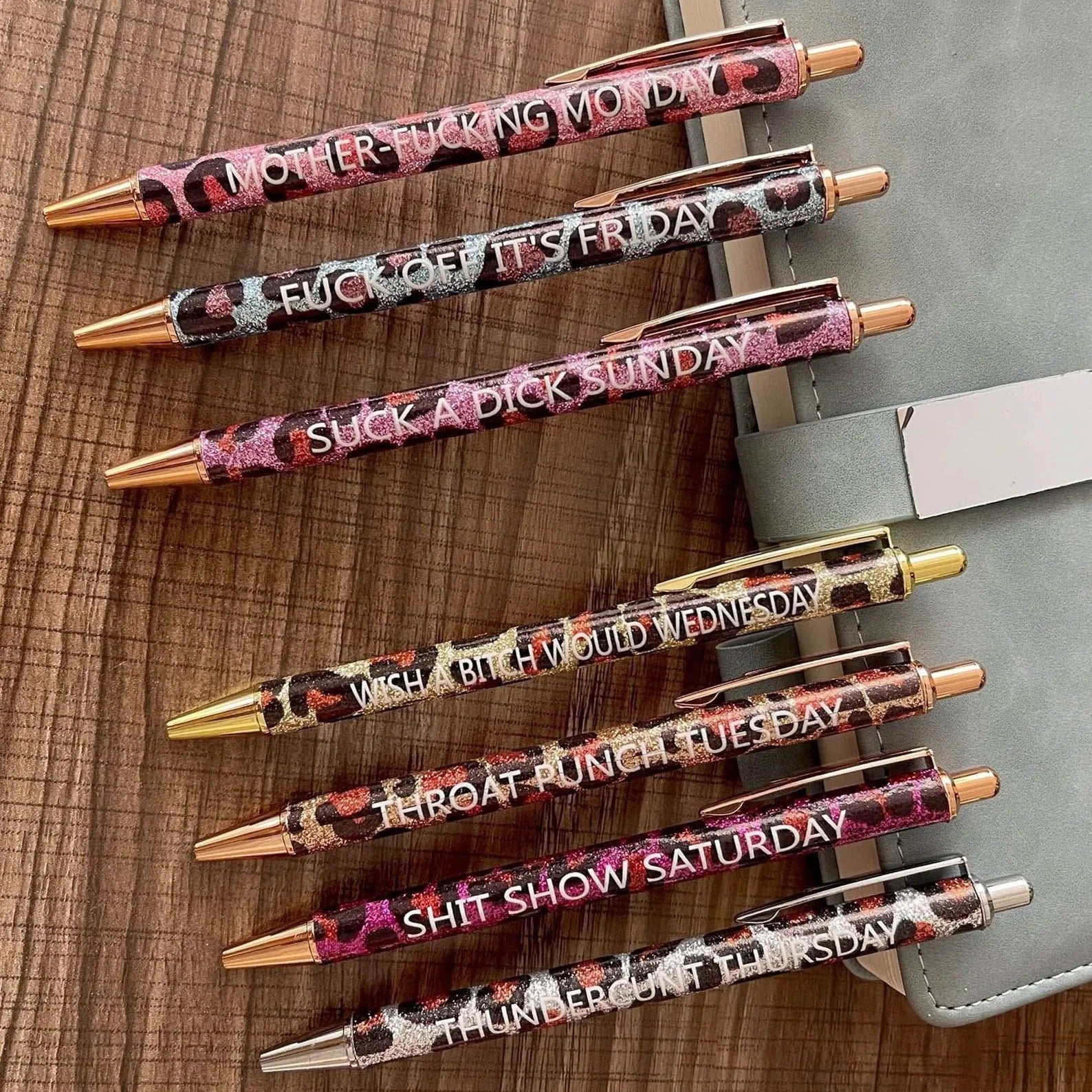 Ultimate Set of Engraved Pens for Sarcastic Souls（1 Set of 7 Pcs）