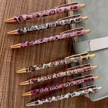 Ultimate Set of Engraved Pens for Sarcastic Souls（1 Set of 7 Pcs）