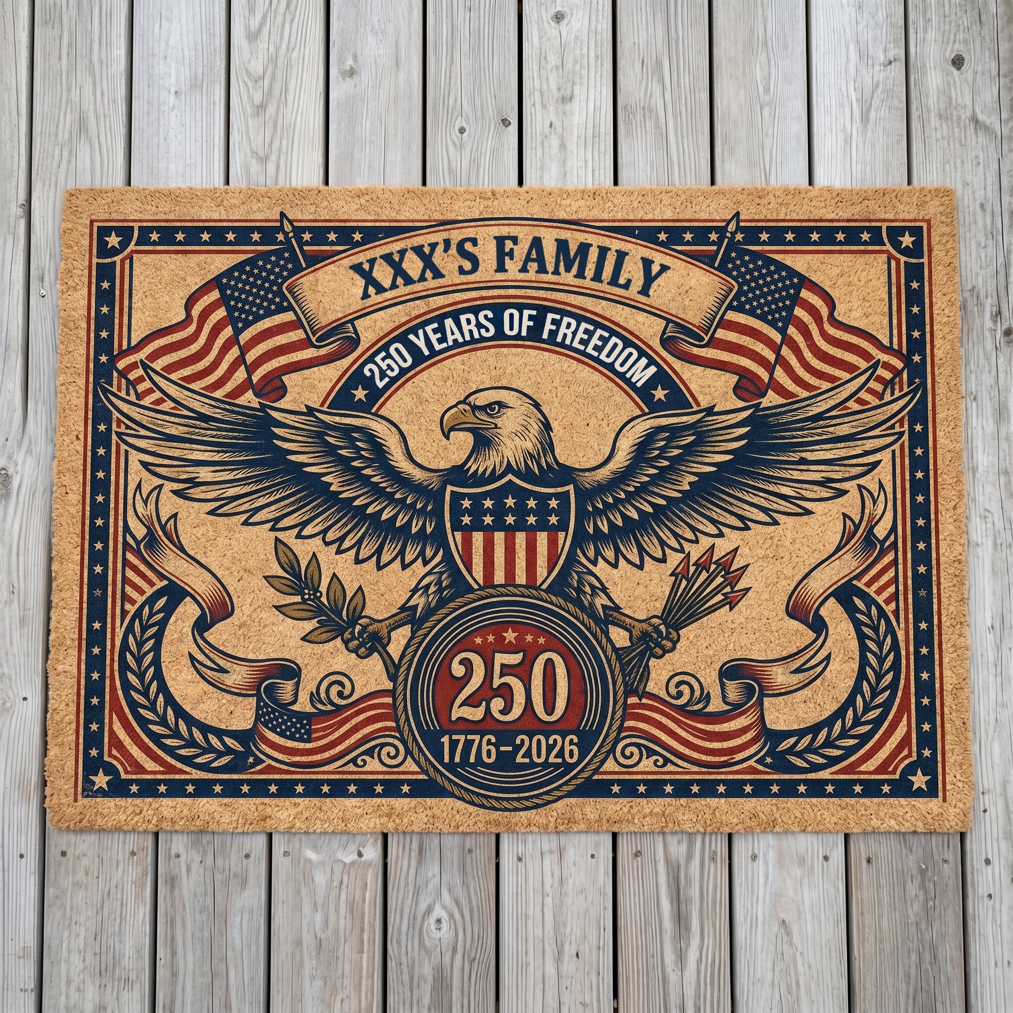 United States 250th Anniversary Personalized Family Doormat