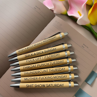 Ultimate Set of Engraved Pens for Sarcastic Souls（1 Set of 7 Pcs）