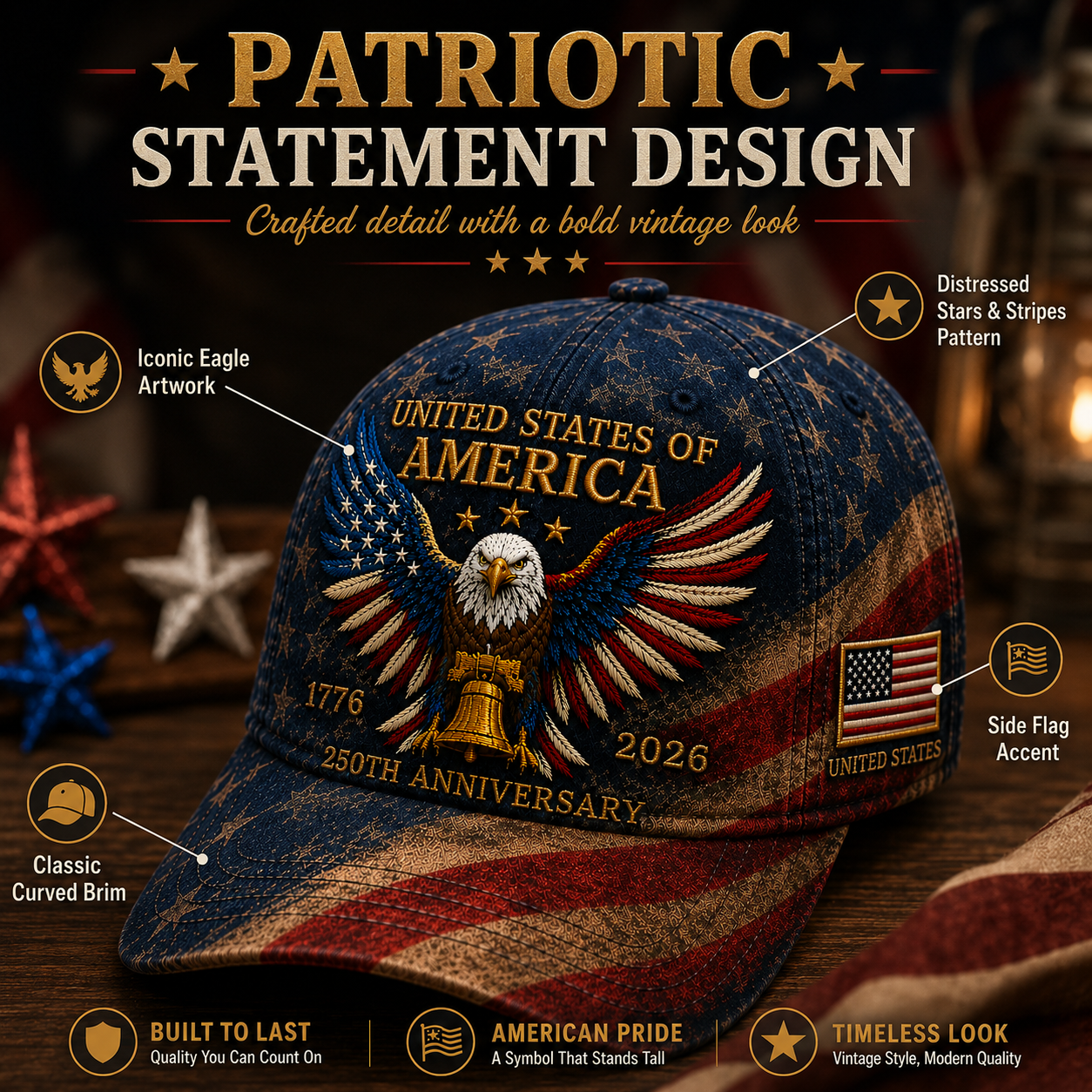 🇺🇸 250th Anniversary American Eagle Baseball Cap
