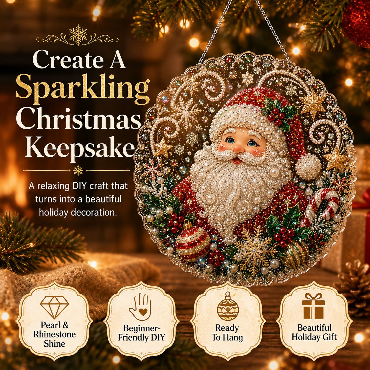 Christmas Pearl Diamond Art Hanging Ornament Kit