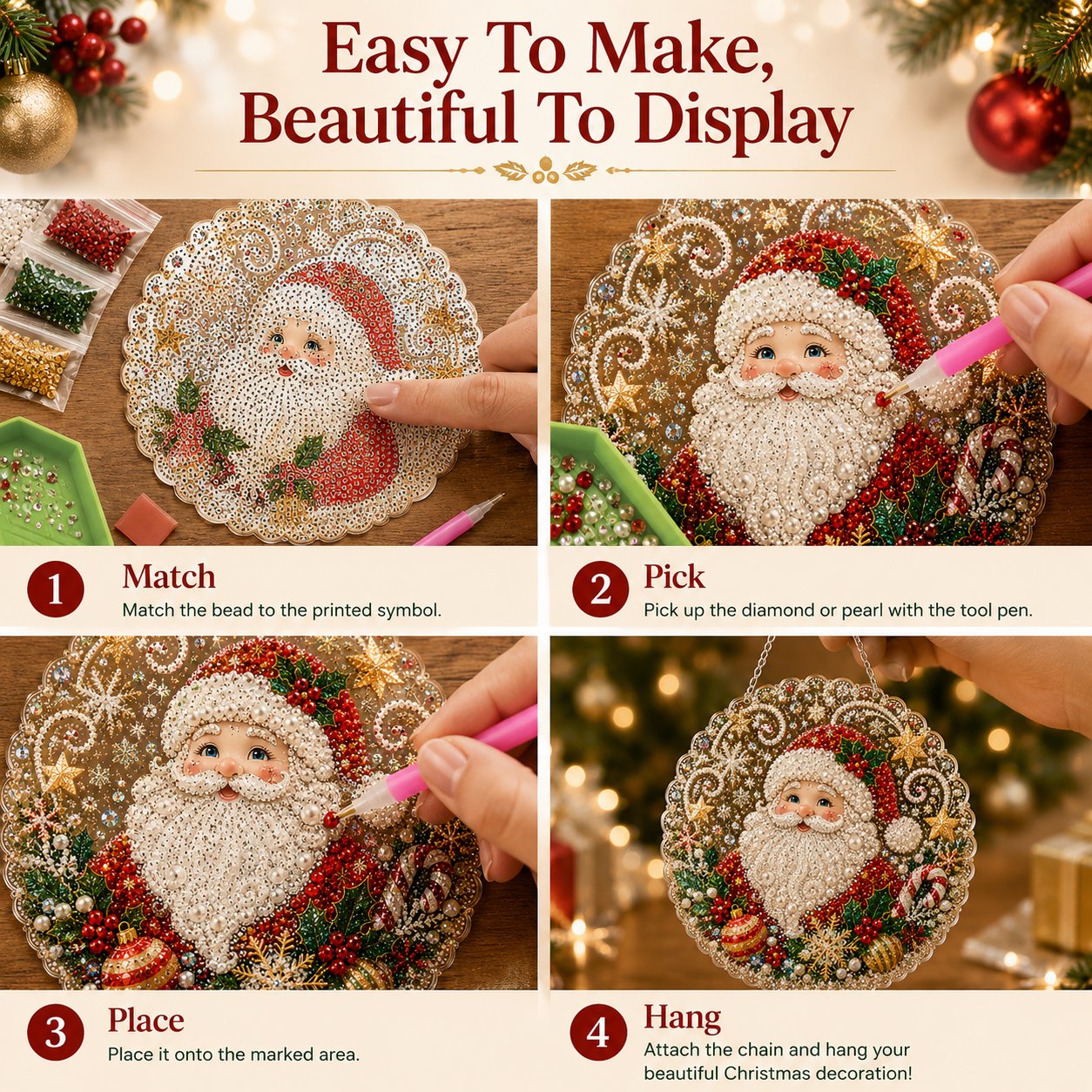 Christmas Pearl Diamond Art Hanging Ornament Kit