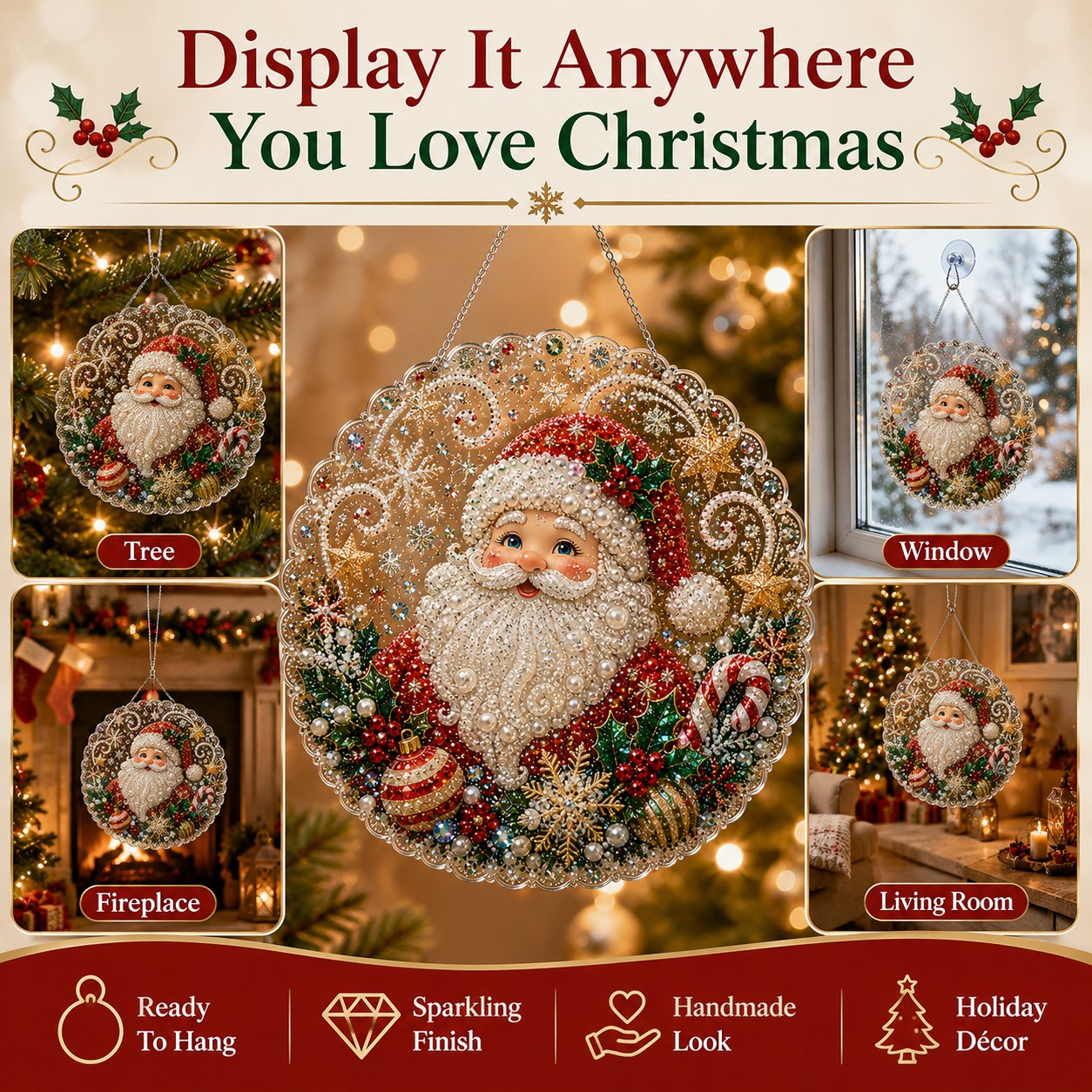 Christmas Pearl Diamond Art Hanging Ornament Kit