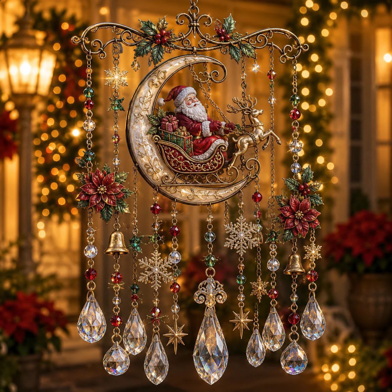 🎄🎐Handmade Christmas Stained Glass Window Hanging