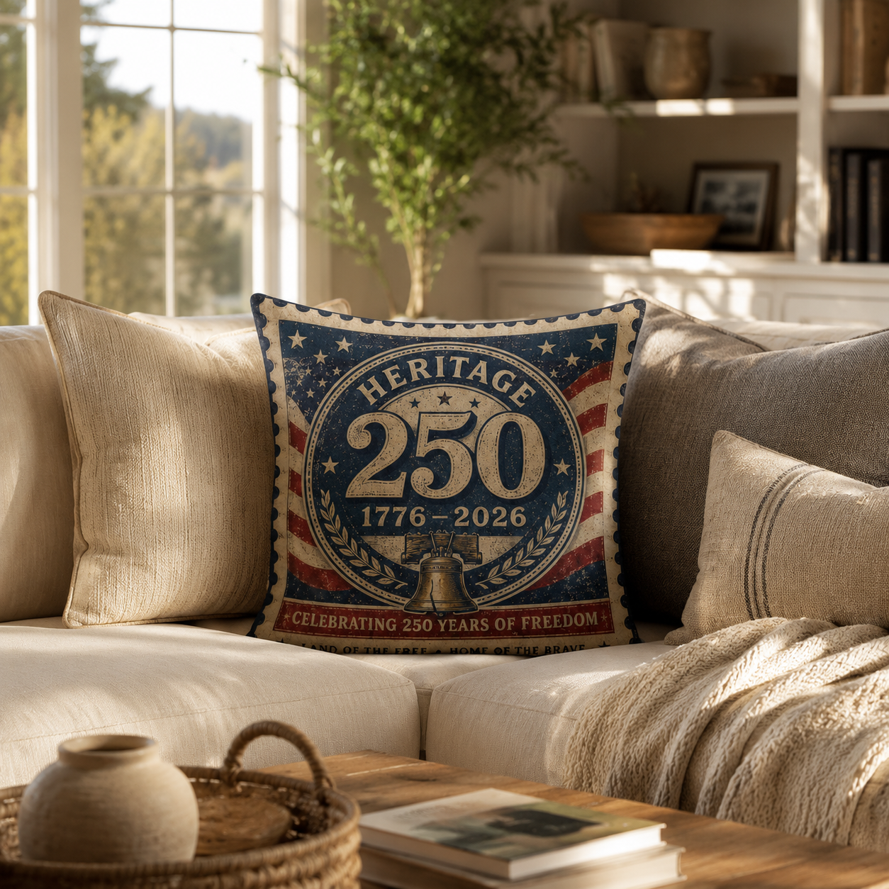 Patriotic 250th Anniversary Throw Pillow