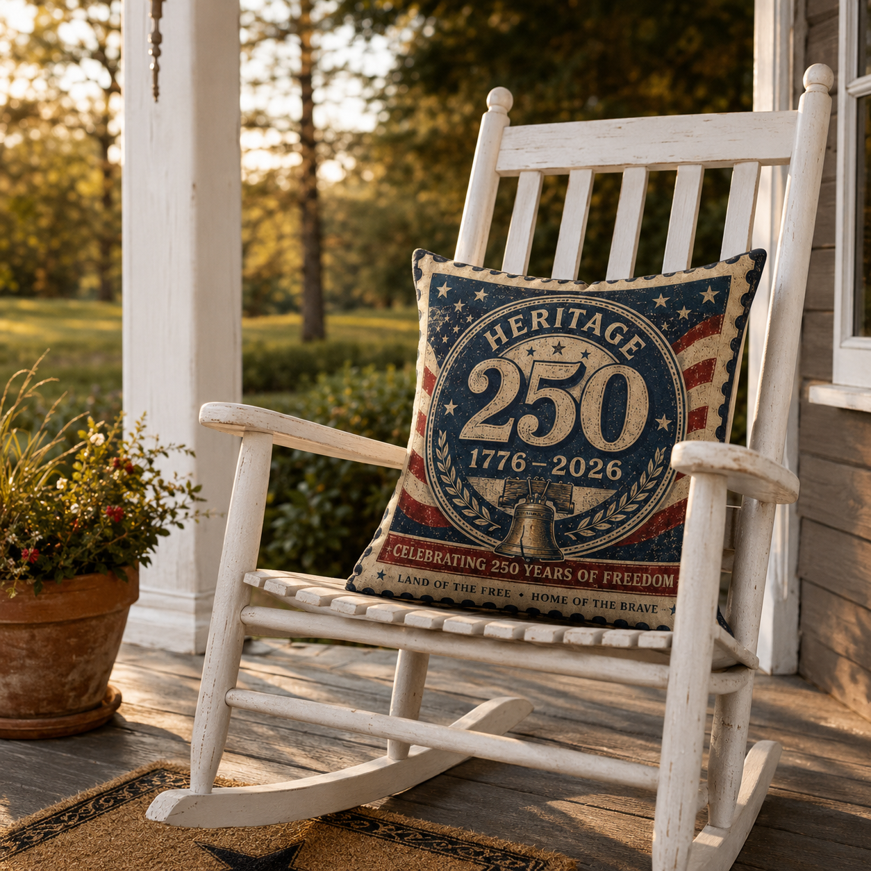 Patriotic 250th Anniversary Throw Pillow