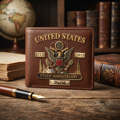 Personalized U.S. Army 250th Anniversary Leather RFID BLOCKING Wallet