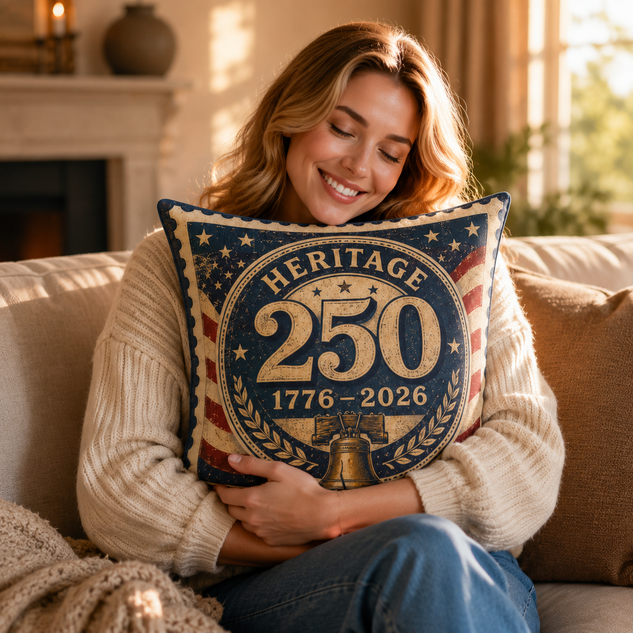 Patriotic 250th Anniversary Throw Pillow