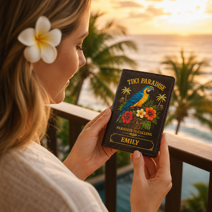 Tiki Paradise Personalized Passport Holder