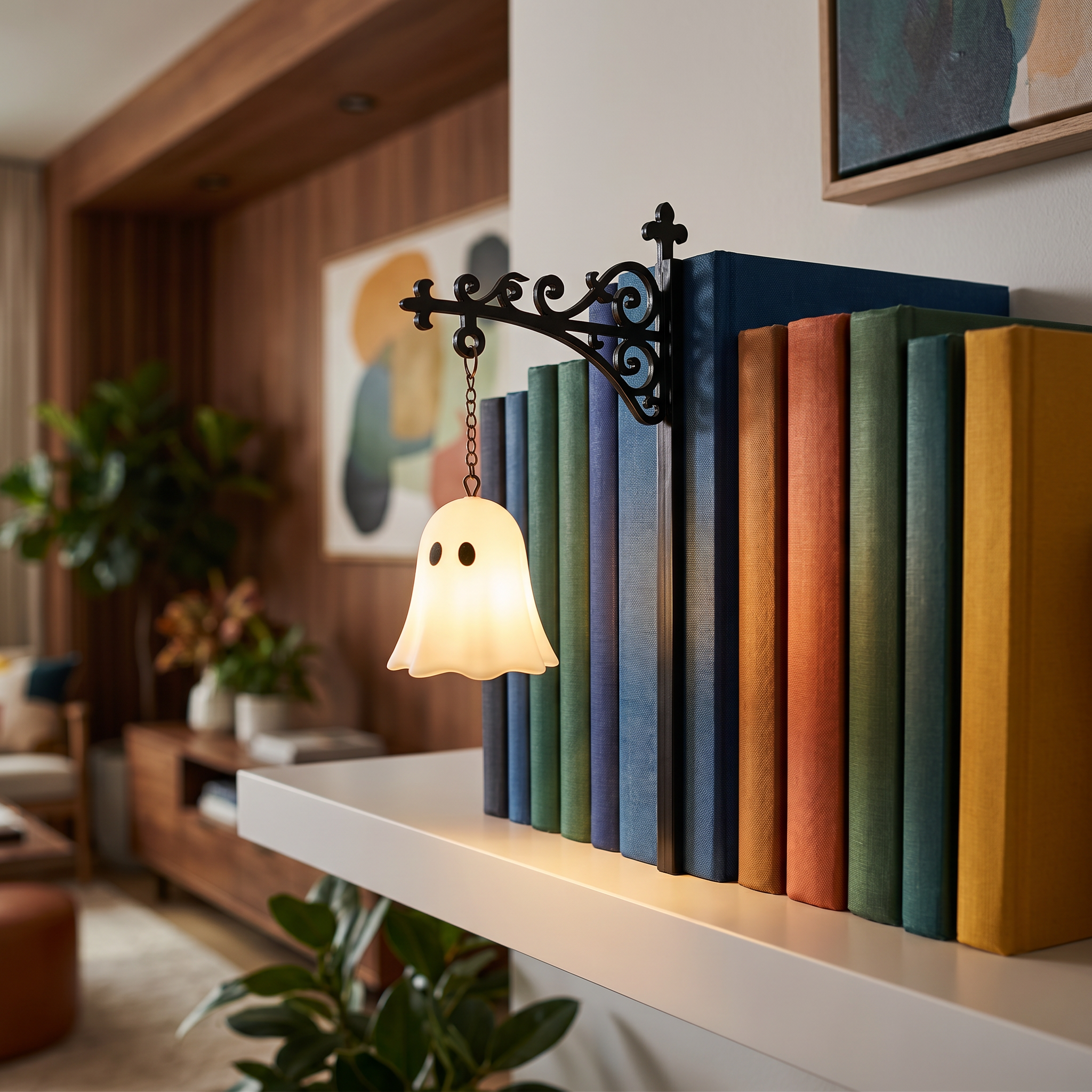 Ghost Reading Bookshelf Lamp - A Cozy Little Light For Book Lovers