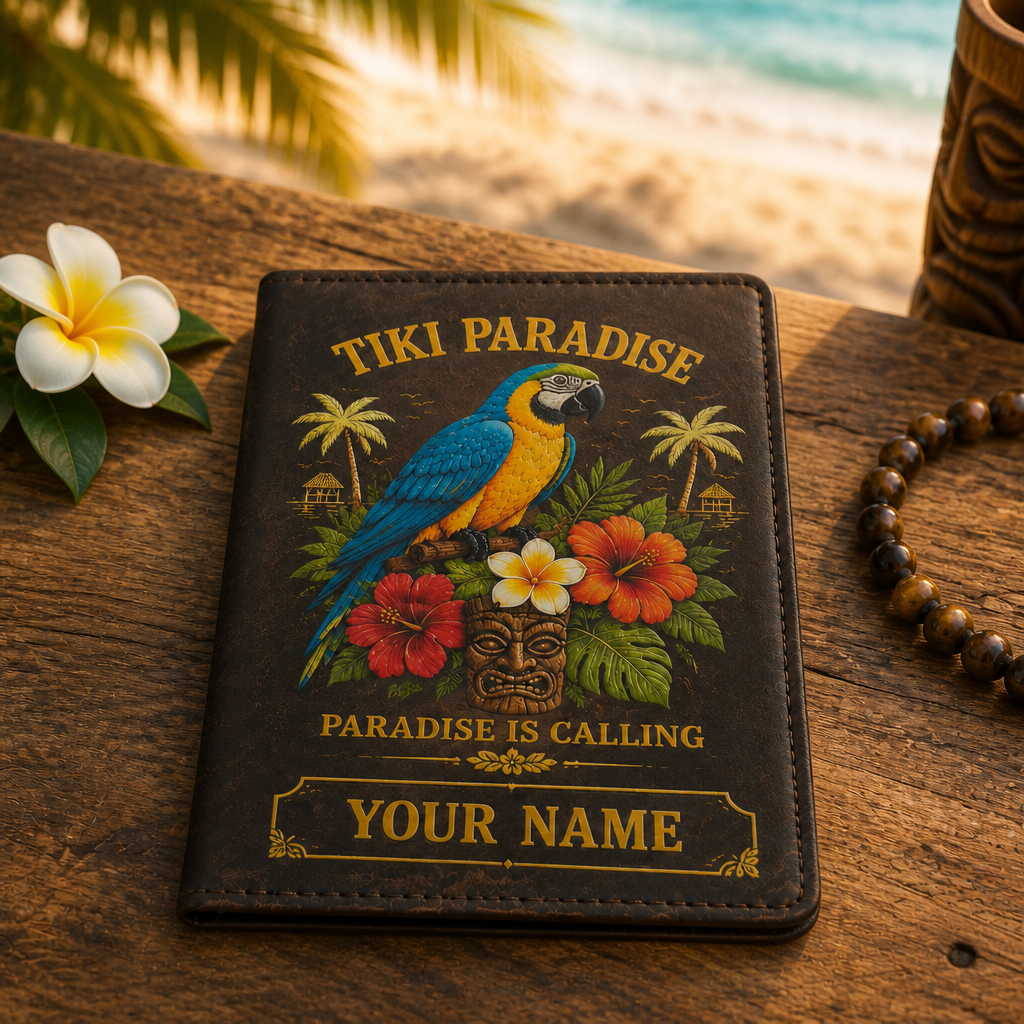 Tiki Paradise Personalized Passport Holder