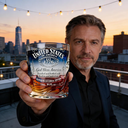 Personalized American Anniversary Whisky Glass
