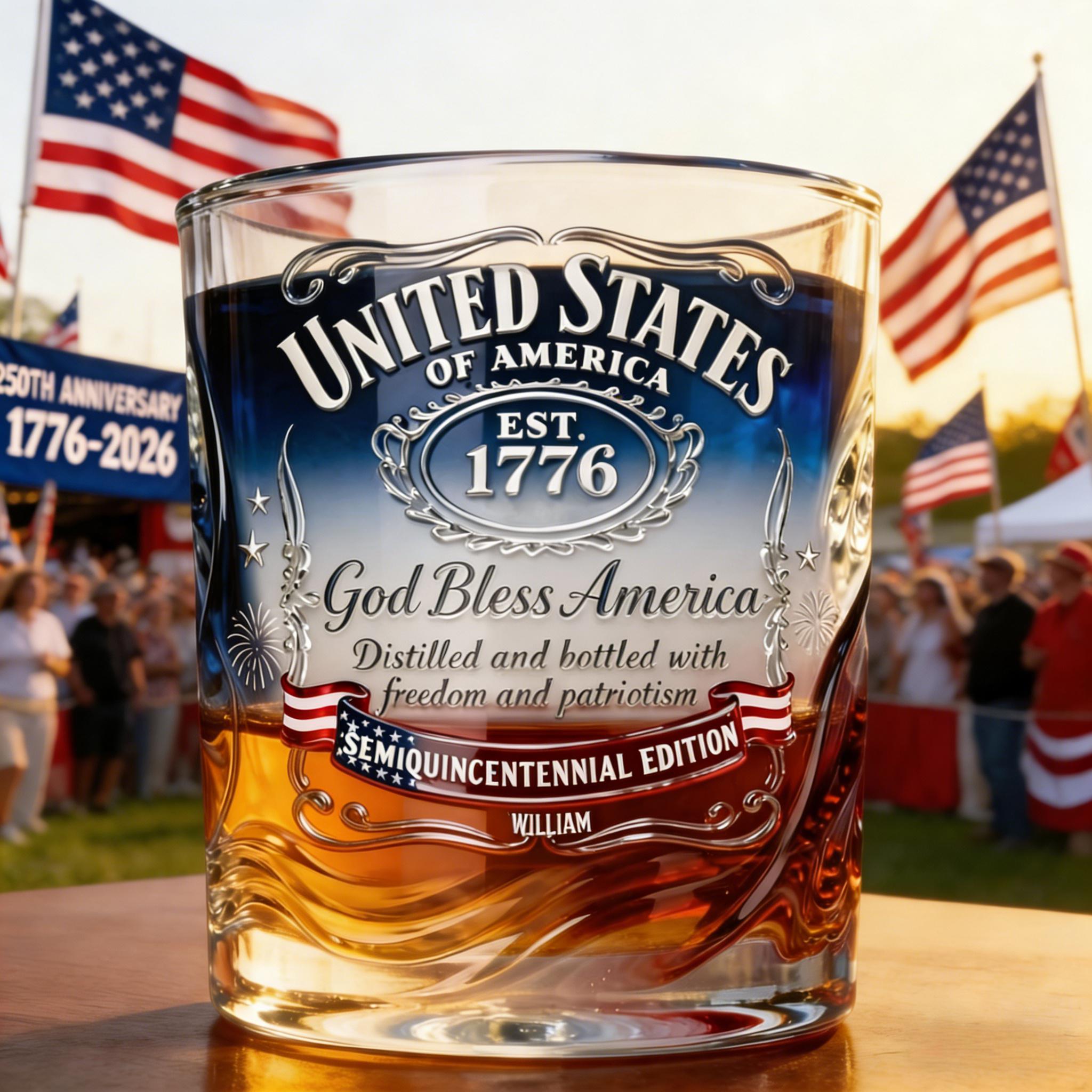 Personalized American Anniversary Whisky Glass
