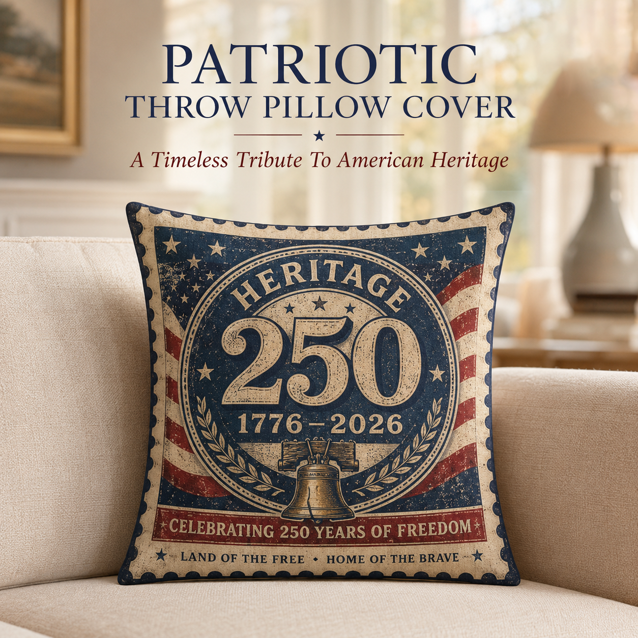 Patriotic 250th Anniversary Throw Pillow