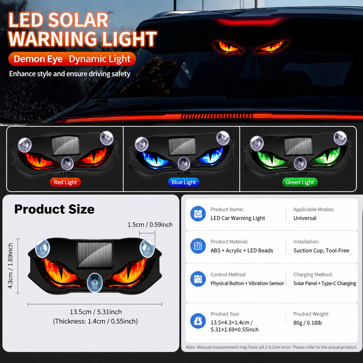 Devil Eyes Solar Motion Sensor LED Car Light